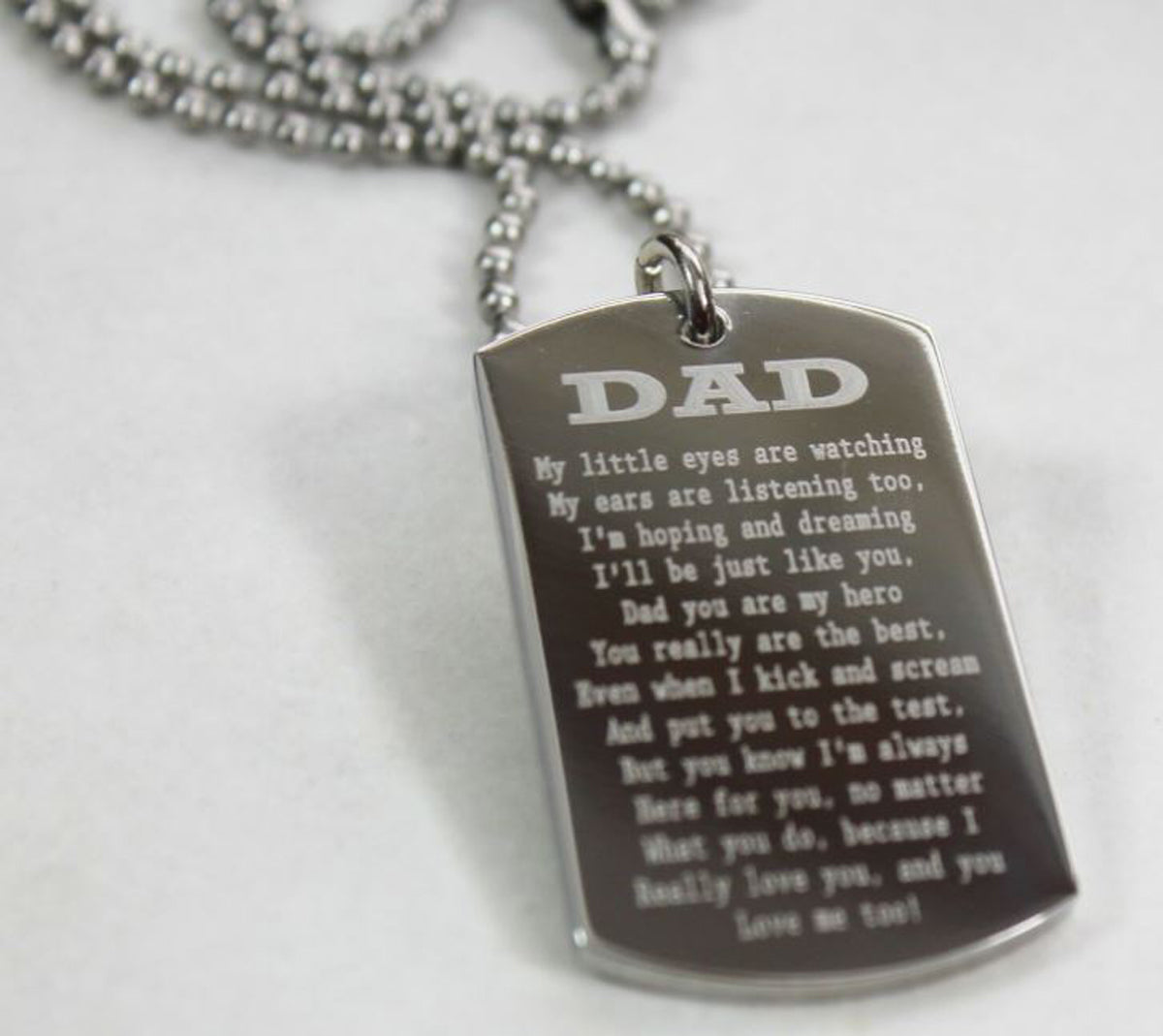DAD, MOM, SISTER, BROTHER MESSAGE SPECIAL NECKLACE POEM DOG TAG STAINLESS STEEL - Samstagsandmore