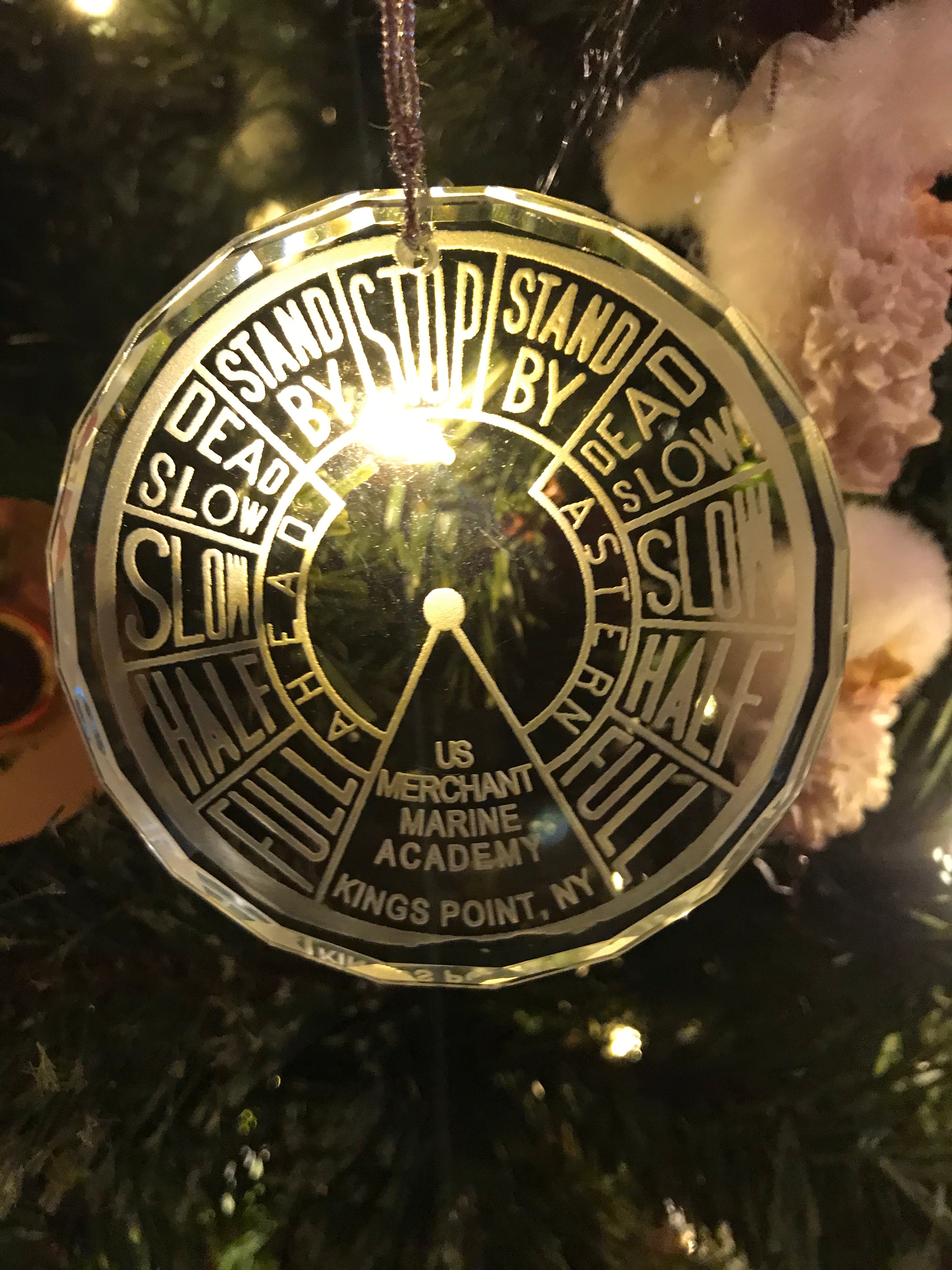 USMMA United States Merchant Marine KP Kings Point Crystal Ornament EOT Engine Order Telegraph - Samstagsandmore