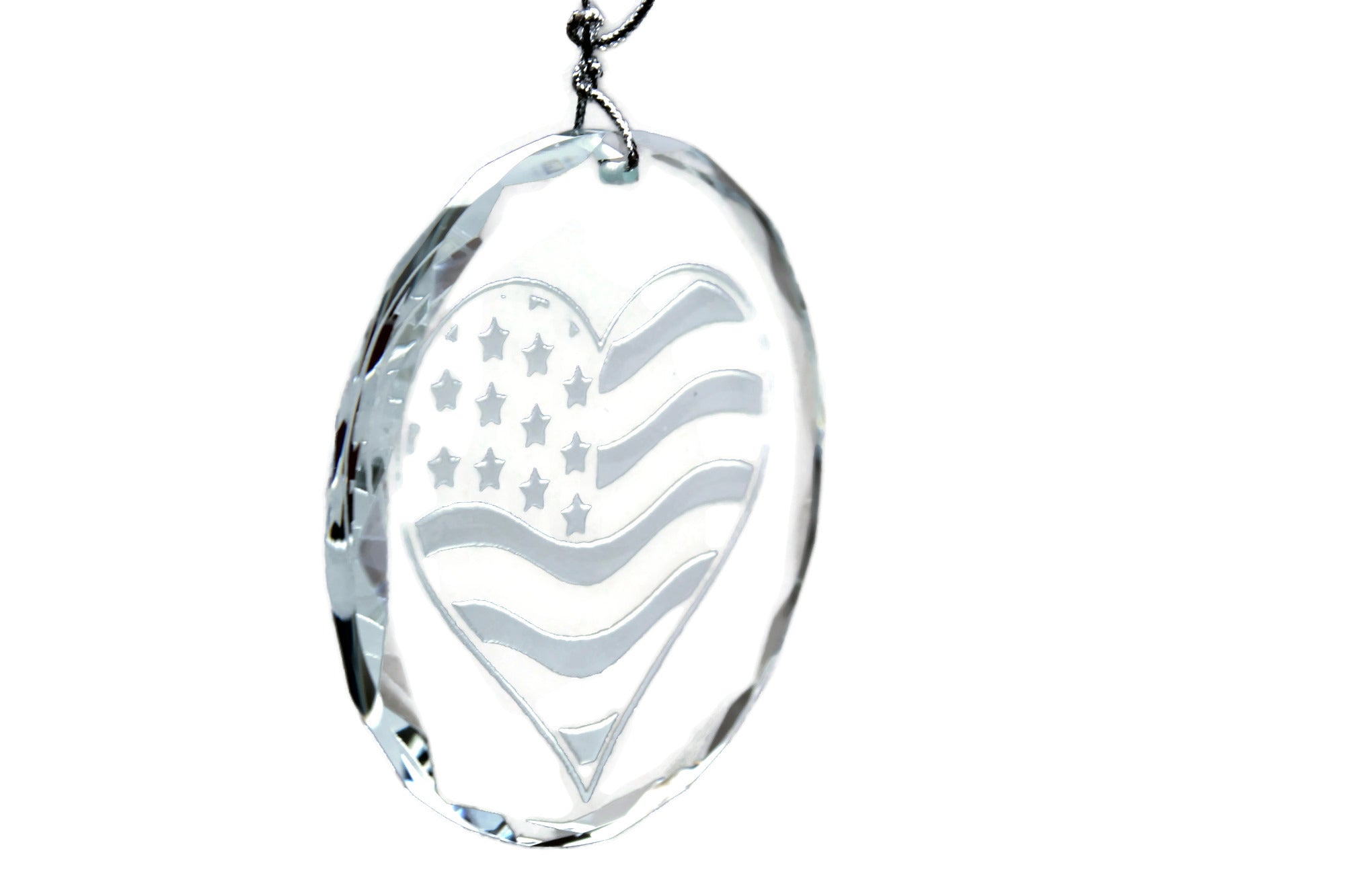 US Flag USA Love Heart Flag  Crystal Ornament - Samstagsandmore