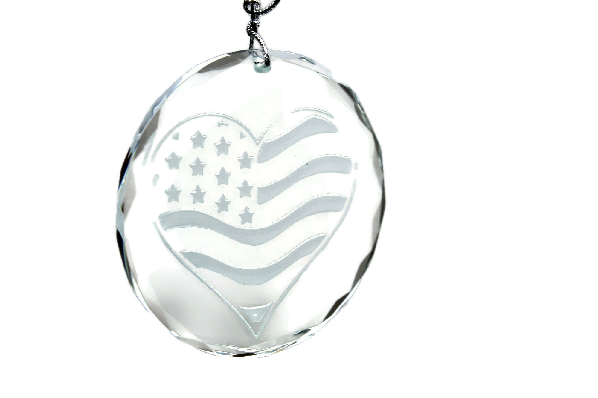 US Flag USA Love Heart Flag  Crystal Ornament - Samstagsandmore