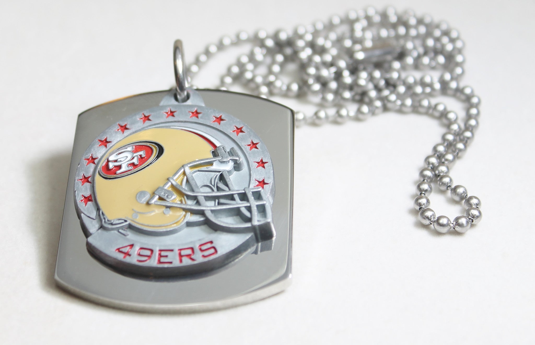 NFL SAN FRANCISCO 49ER'S  X LARGE PENDANT/HELMET ON THICK STAINLESS STEEL DOG TAG - Samstagsandmore