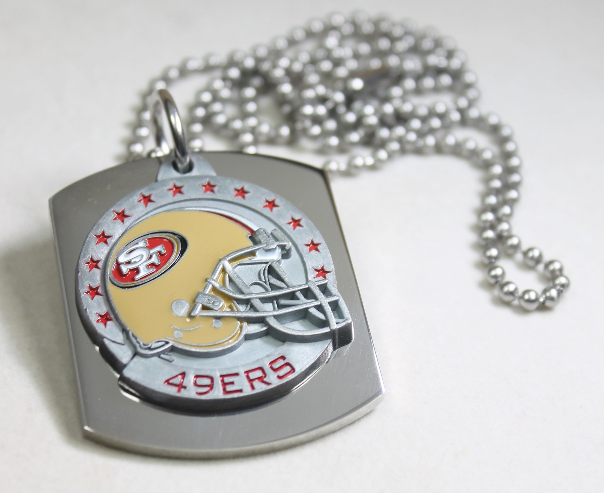 NFL SAN FRANCISCO 49ER'S  X LARGE PENDANT/HELMET ON THICK STAINLESS STEEL DOG TAG - Samstagsandmore