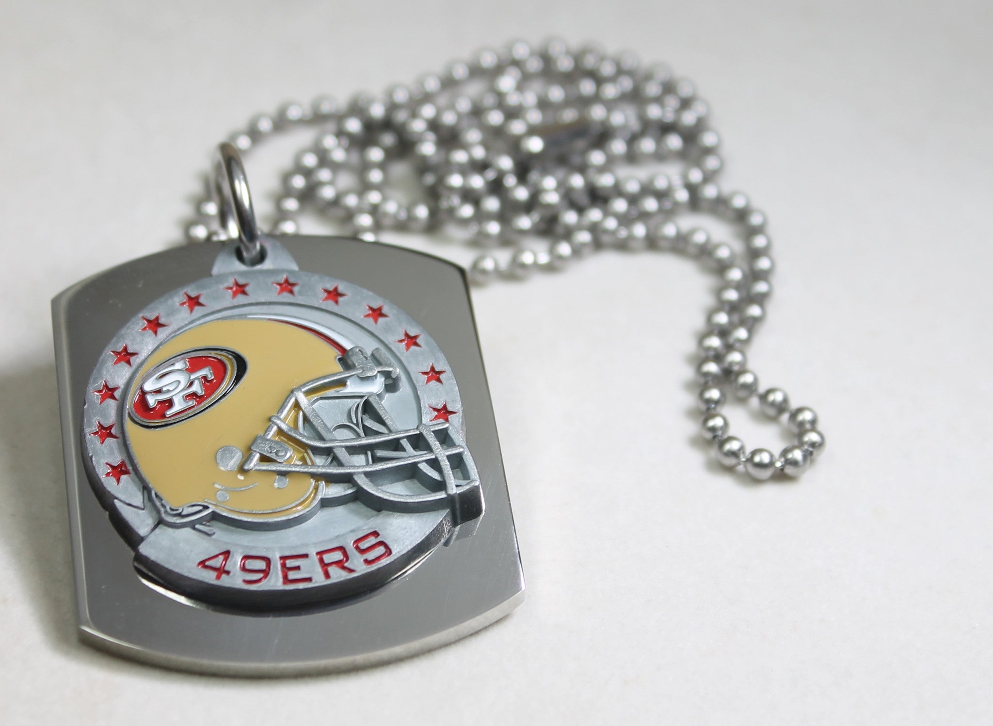 NFL SAN FRANCISCO 49ER'S  X LARGE PENDANT/HELMET ON THICK STAINLESS STEEL DOG TAG - Samstagsandmore