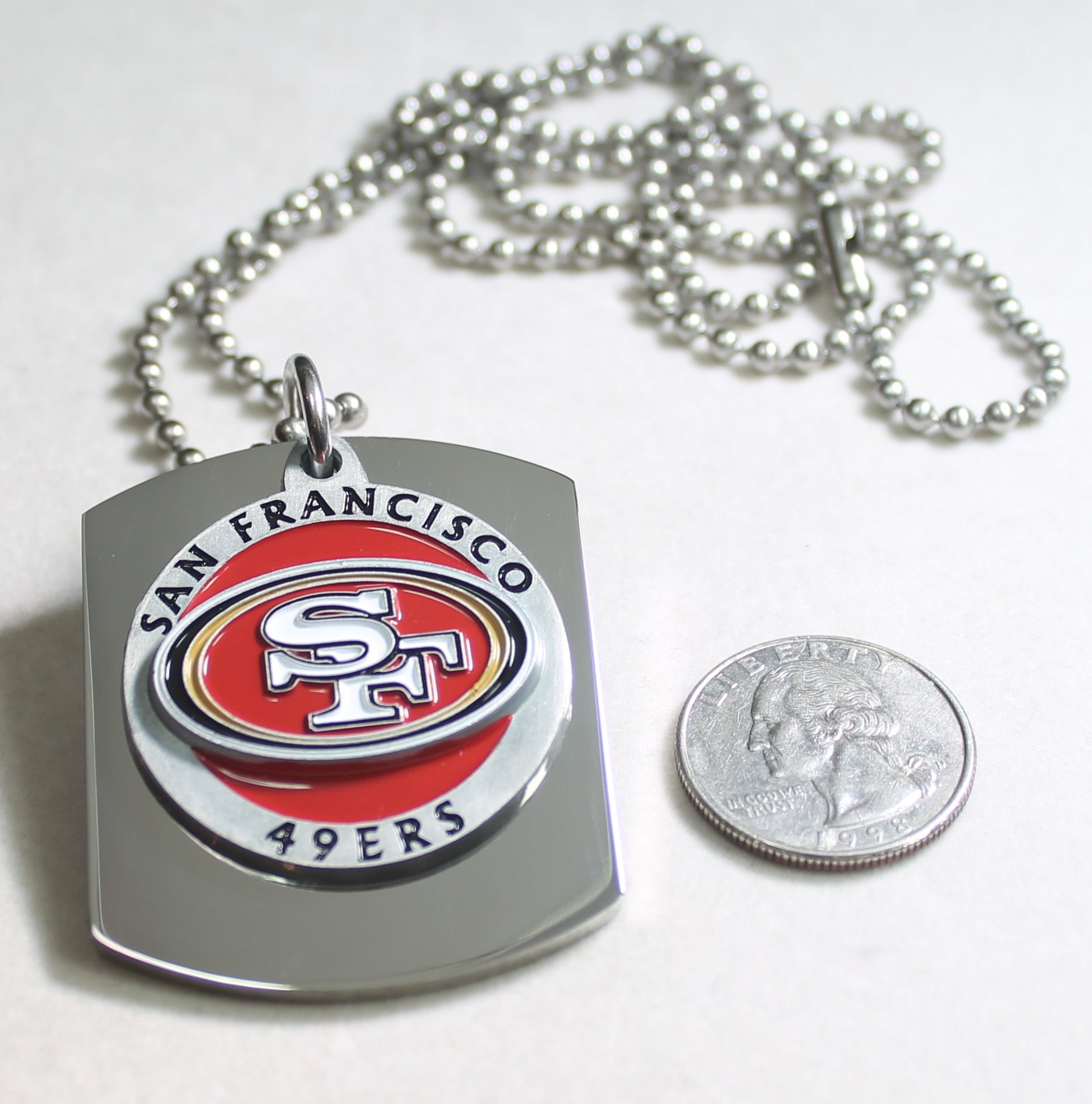 NFL SAN FRANCISCO 49ER'S  X LARGE PENDANT ON THICK STAINLESS STEEL DOG TAG - Samstagsandmore