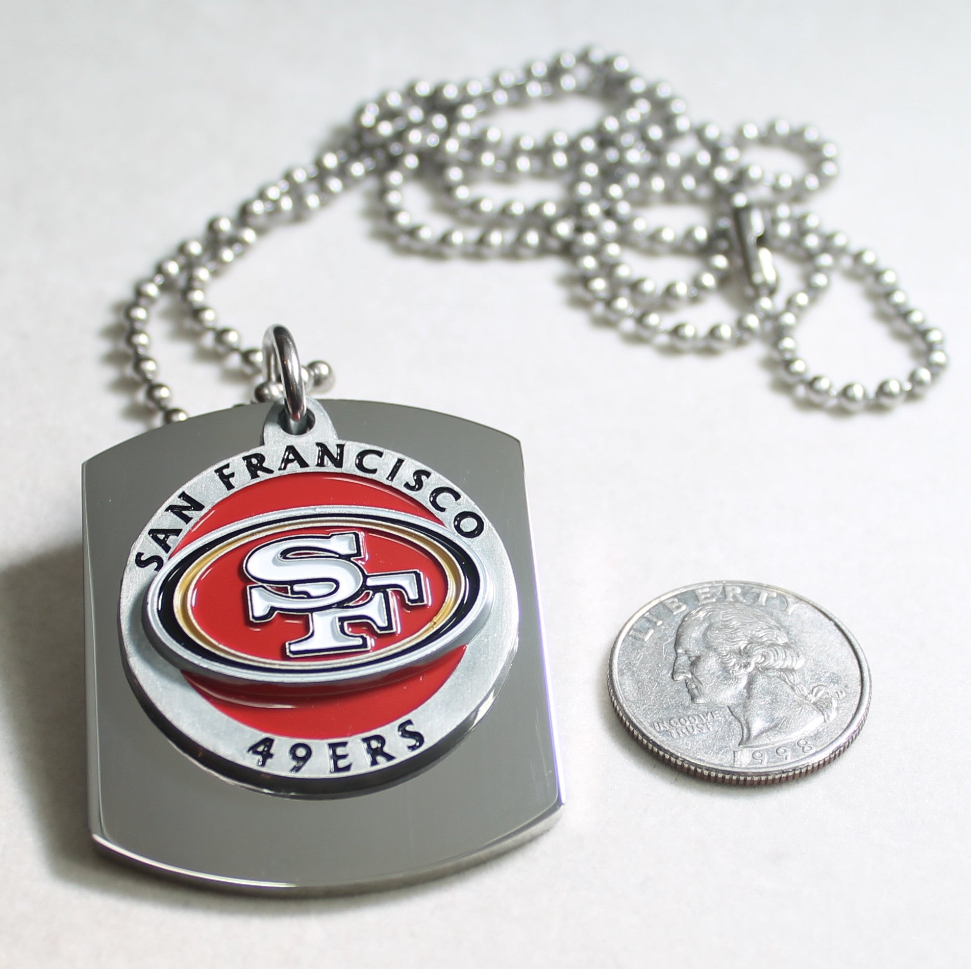 NFL SAN FRANCISCO 49ER'S  X LARGE PENDANT ON THICK STAINLESS STEEL DOG TAG - Samstagsandmore