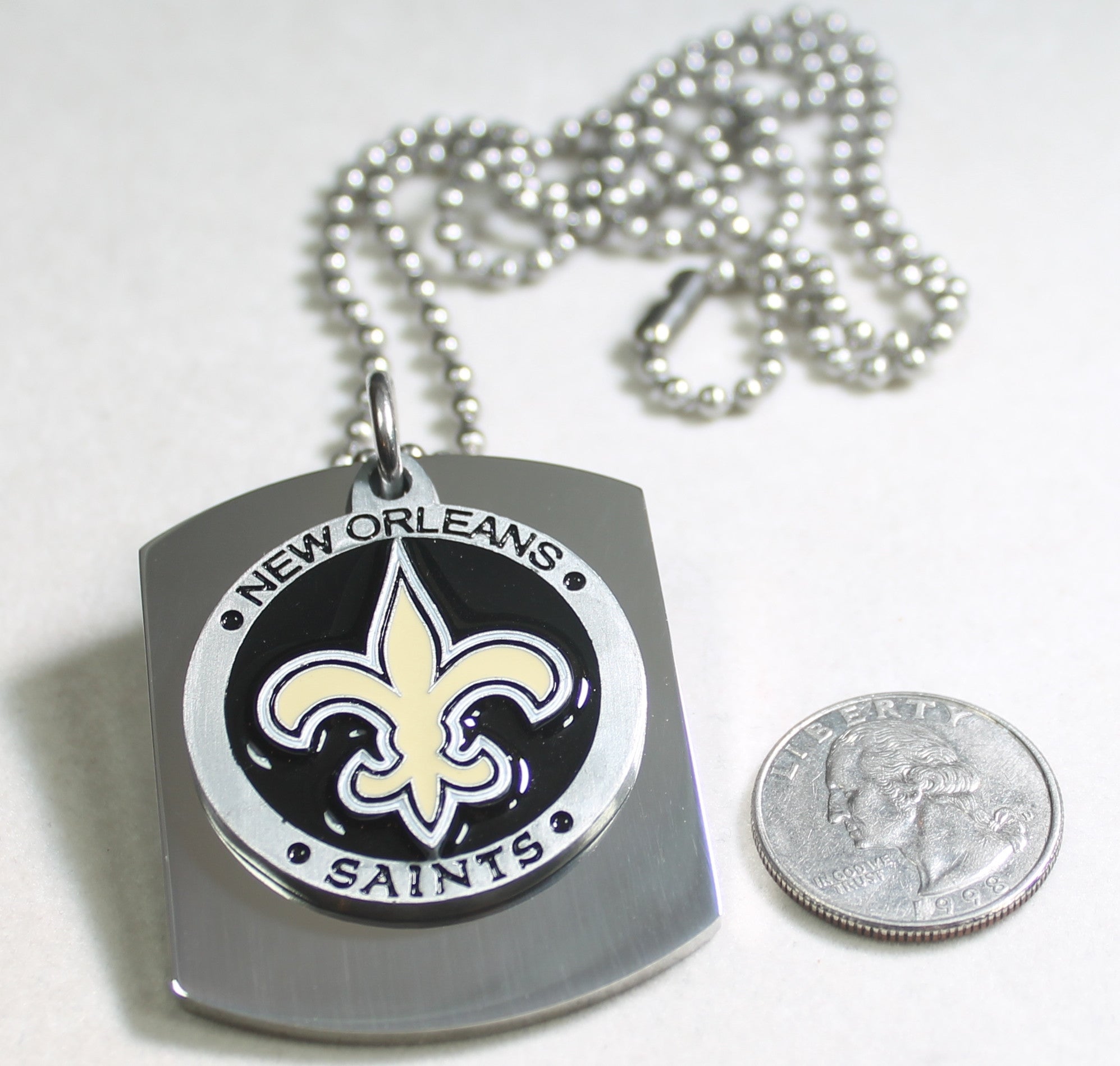 NFL NEW ORLEANS SAINTS  X LARGE PENDANT ON THICK STAINLESS STEEL DOG TAG - Samstagsandmore