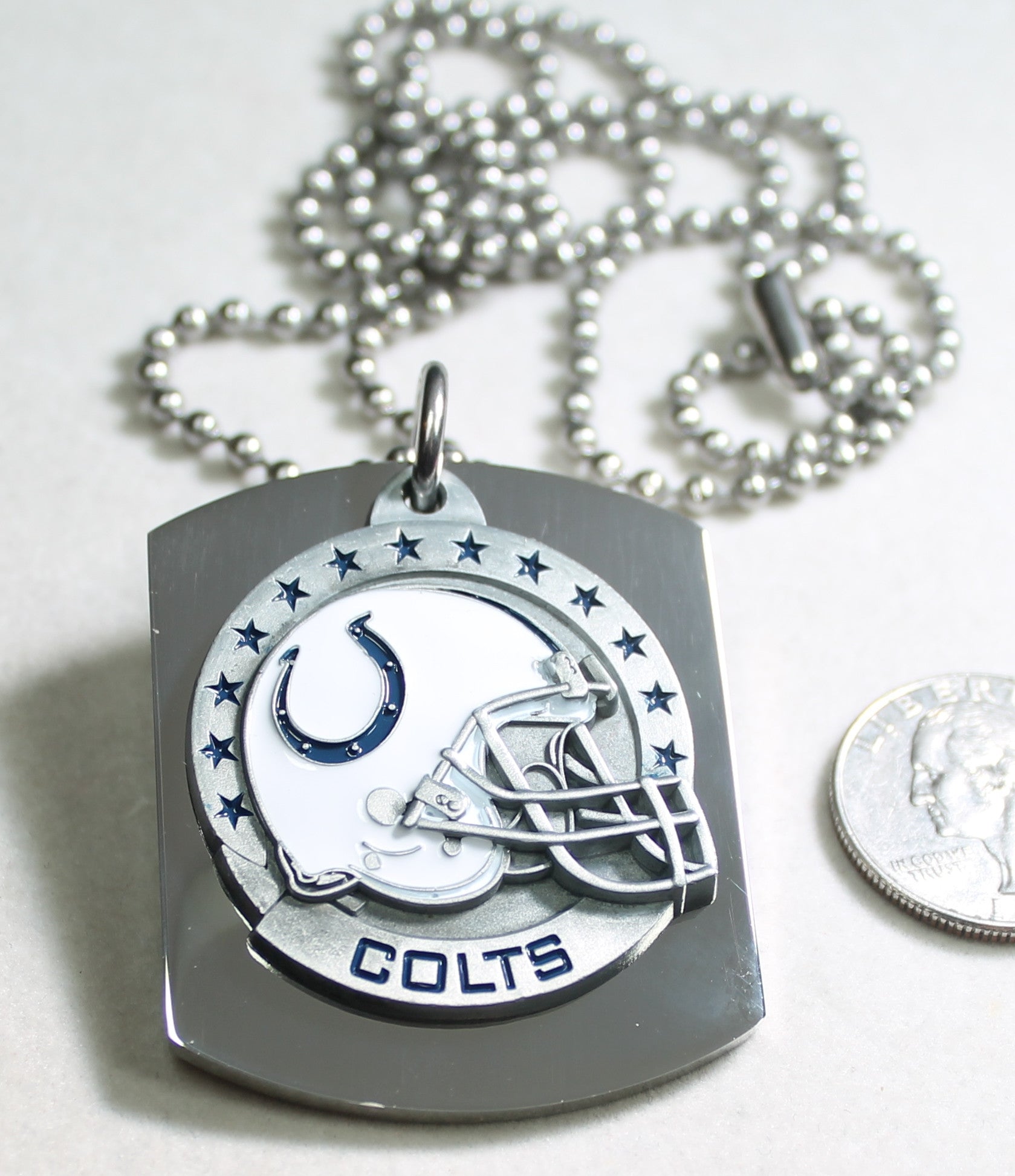 NFL INDIANAPOLIS COLTS  X LARGE PENDANT/HELMET ON THICK STAINLESS STEEL DOG TAG - Samstagsandmore