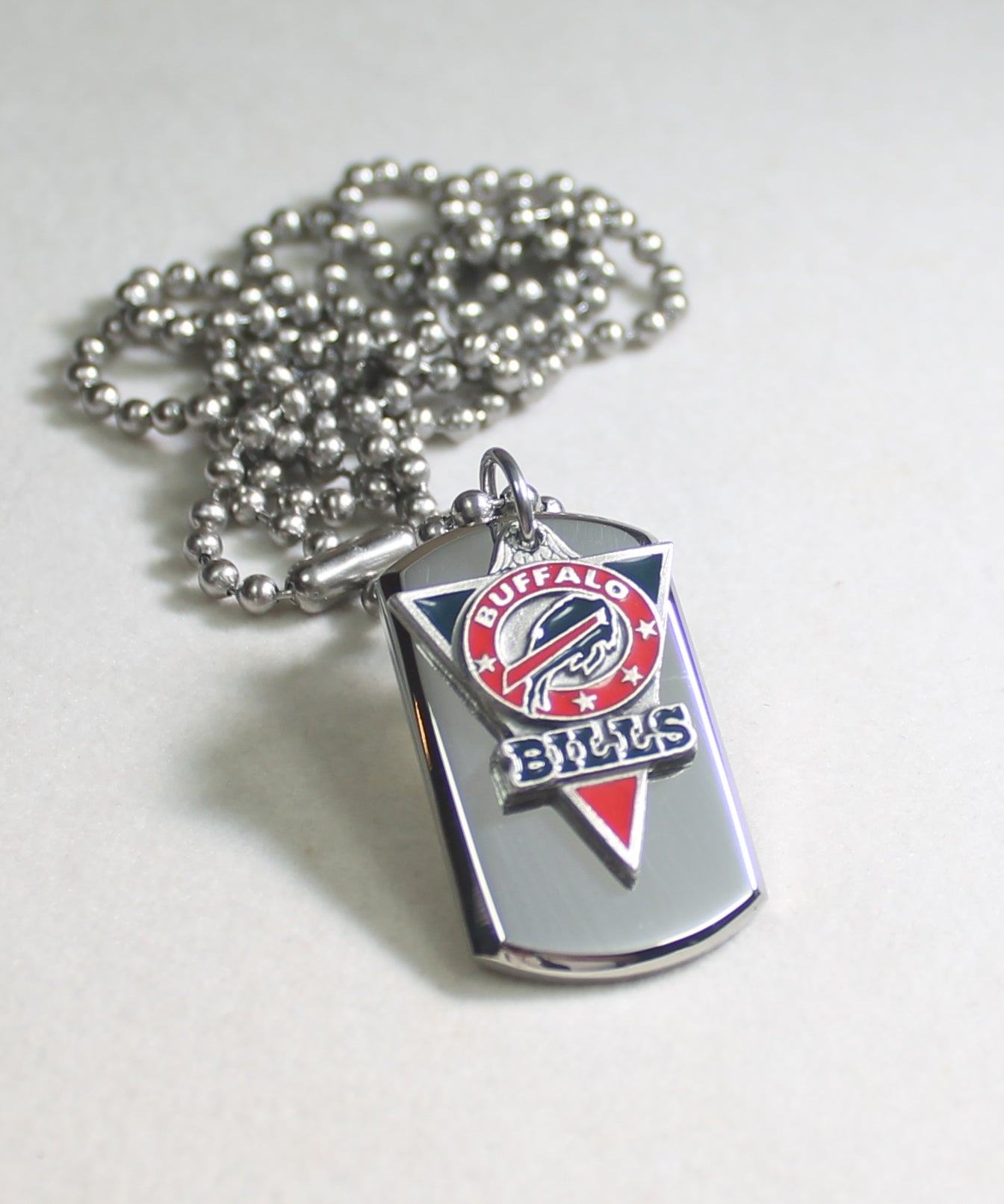 NFL BUFFALO BILLS STAINLESS STEEL DOG TAG NECKLACE  3D BALL CHAIN
