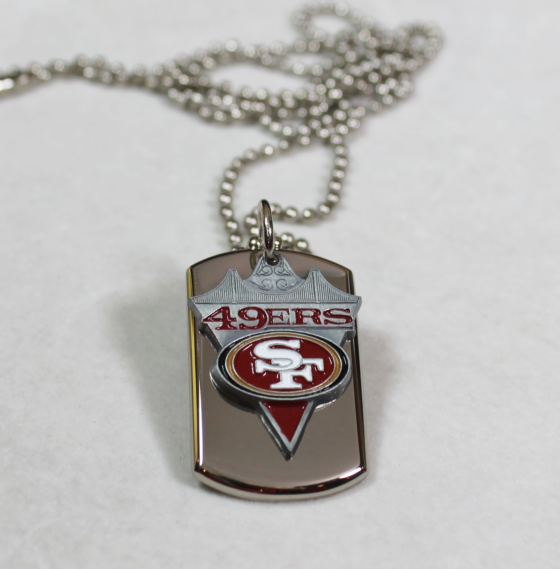 SAN FRANCISCO 49ERS NFL STAINLESS STEEL DOG TAG NECKLACE PENDANT 3D BALL CHAIN - Samstagsandmore