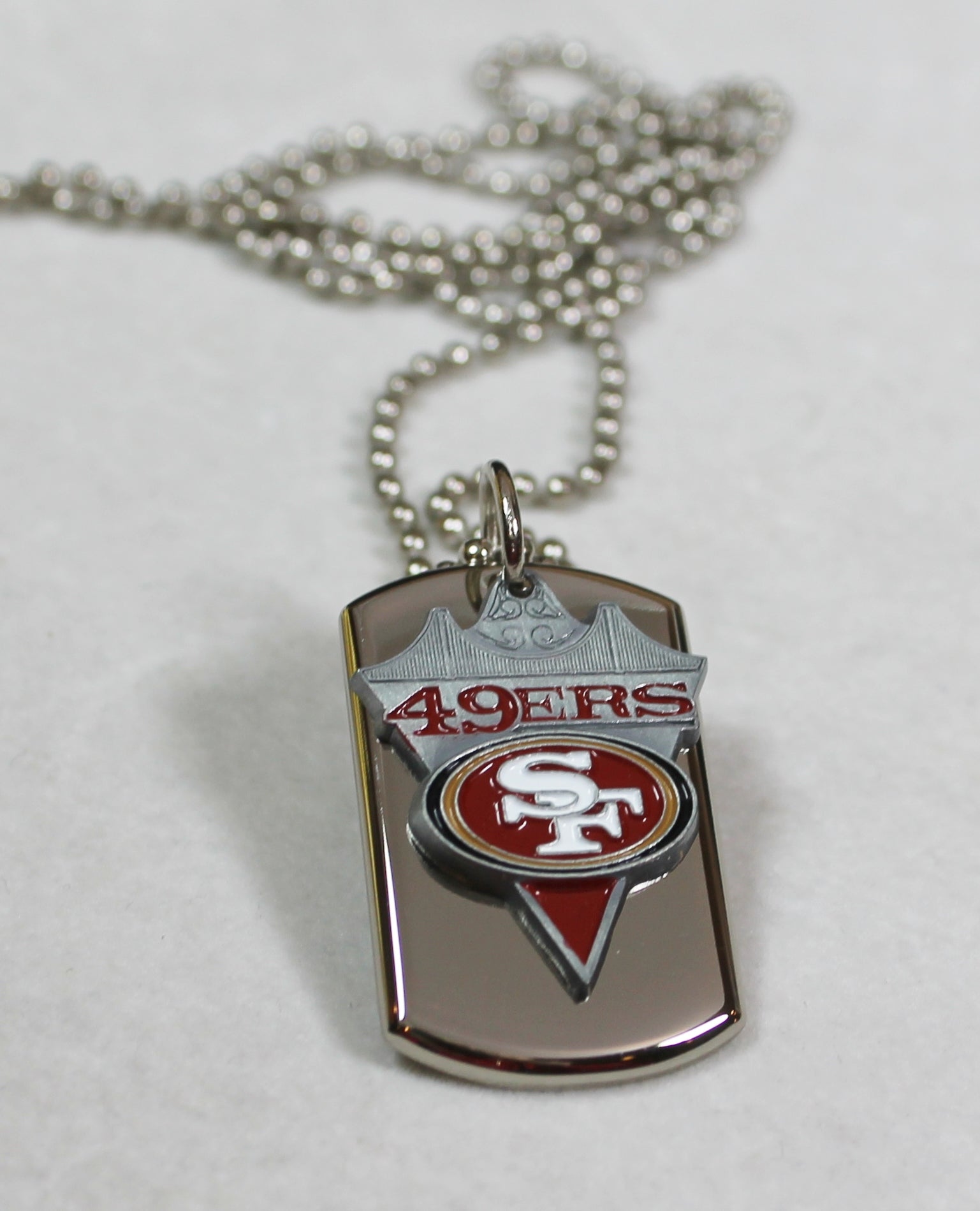 SAN FRANCISCO 49ERS NFL STAINLESS STEEL DOG TAG NECKLACE PENDANT 3D BALL CHAIN - Samstagsandmore