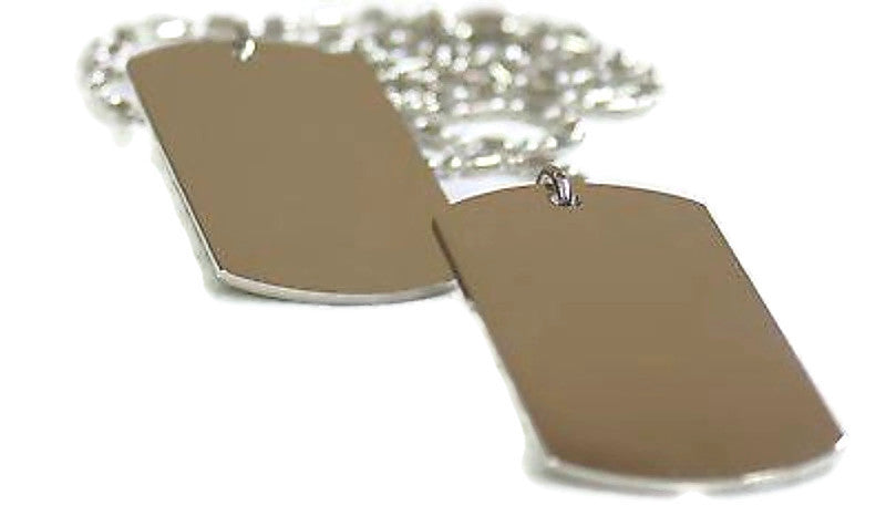 2 Stainless Steel Sausage Chain Dog Tag Pendant Necklace Military Style - Samstagsandmore