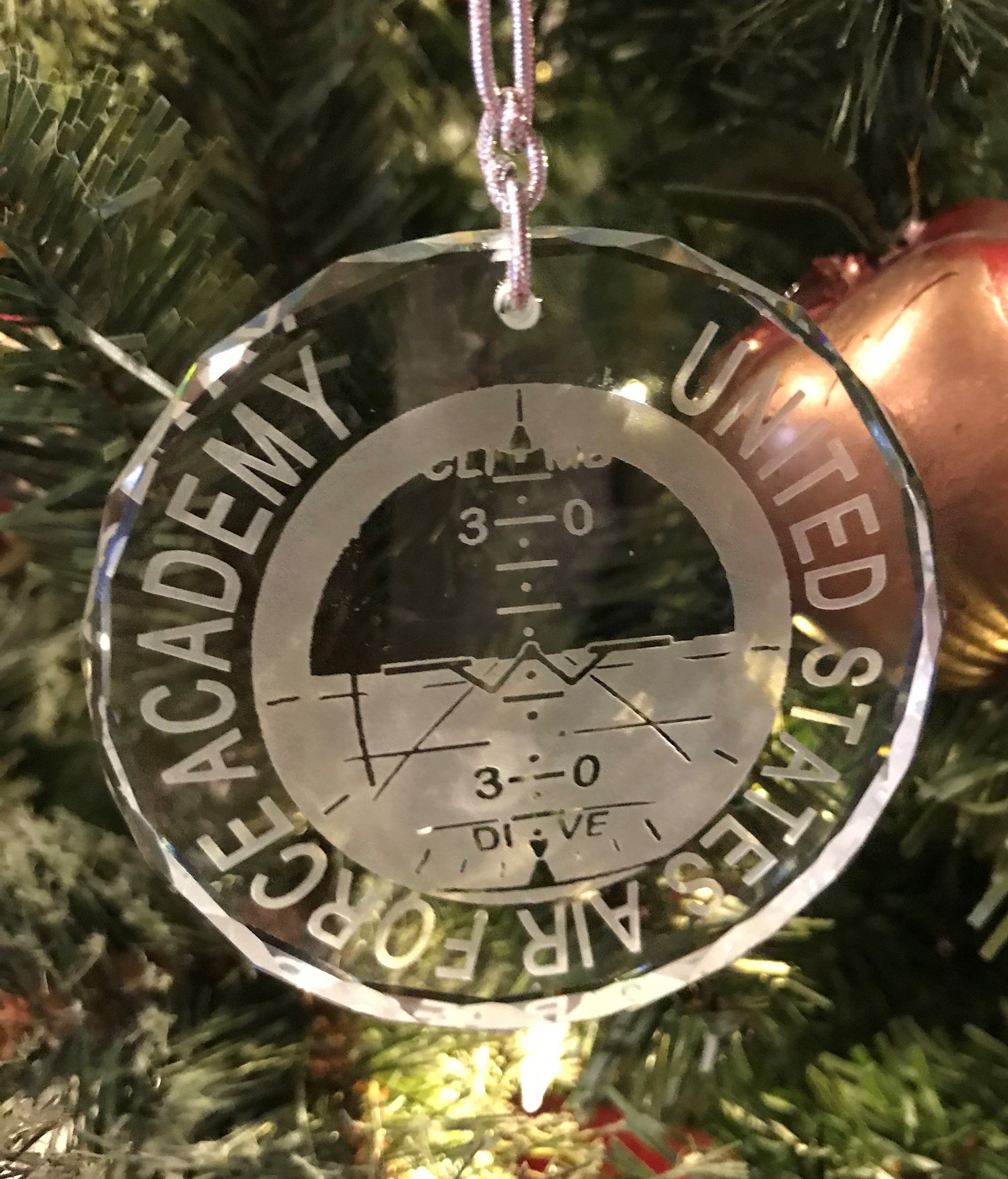 USAFA United States Air Force Academy Artificial Horizon Crystal Ornament - Samstagsandmore